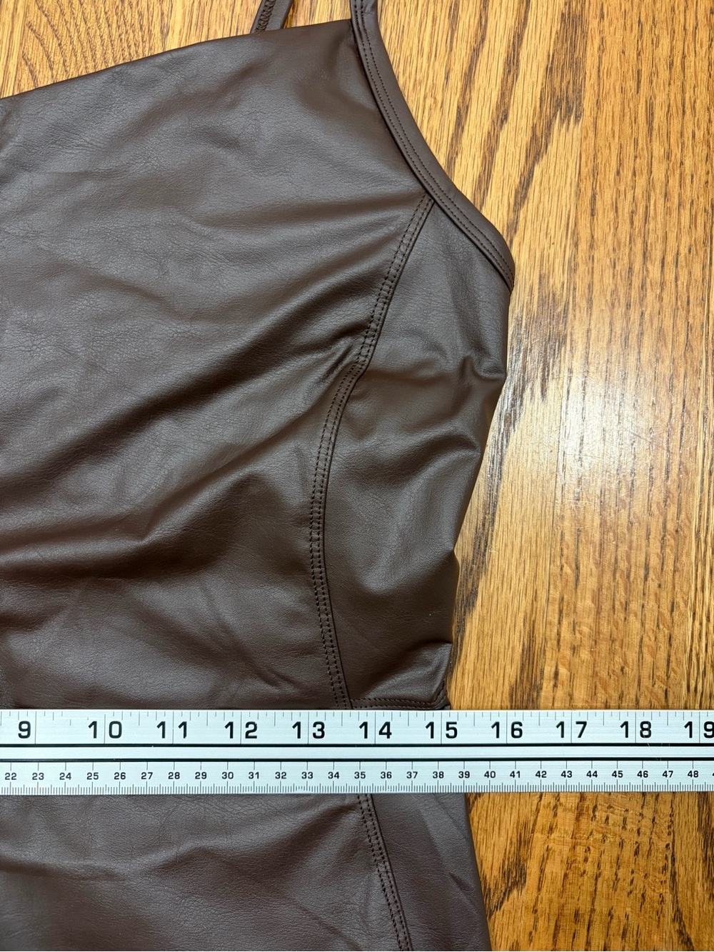 NWT aerie Offline Real Luxe Chocolate Brown Faux-Leather Slim Jumpsuit (L) - Picture 5 of 9